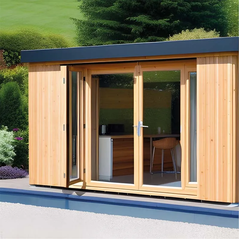 attractive cedar clad wood garden building