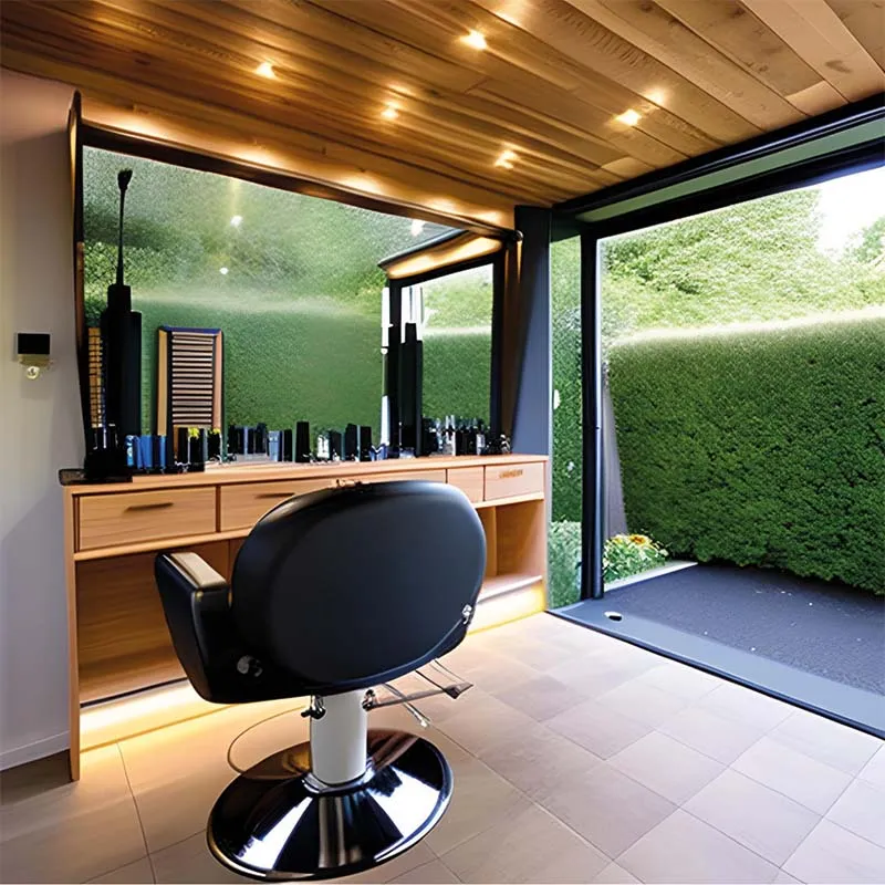 hairdresser home business in purpose built garden building